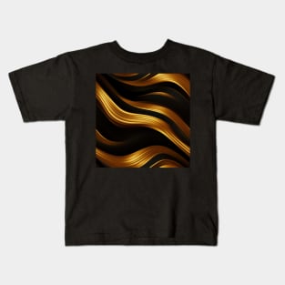 Golden Harmony: Abstract Stripes in Luxe Gold Kids T-Shirt